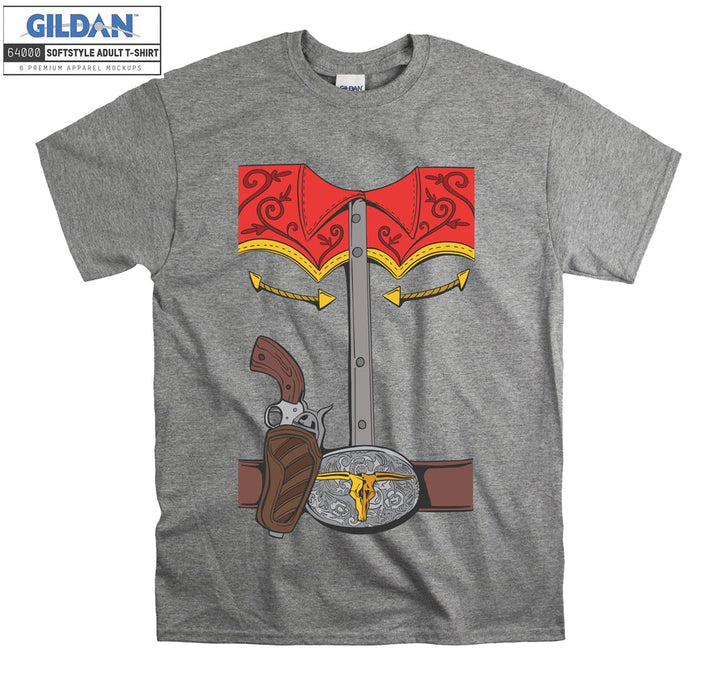 Funny old gun and costume figure T-shirt