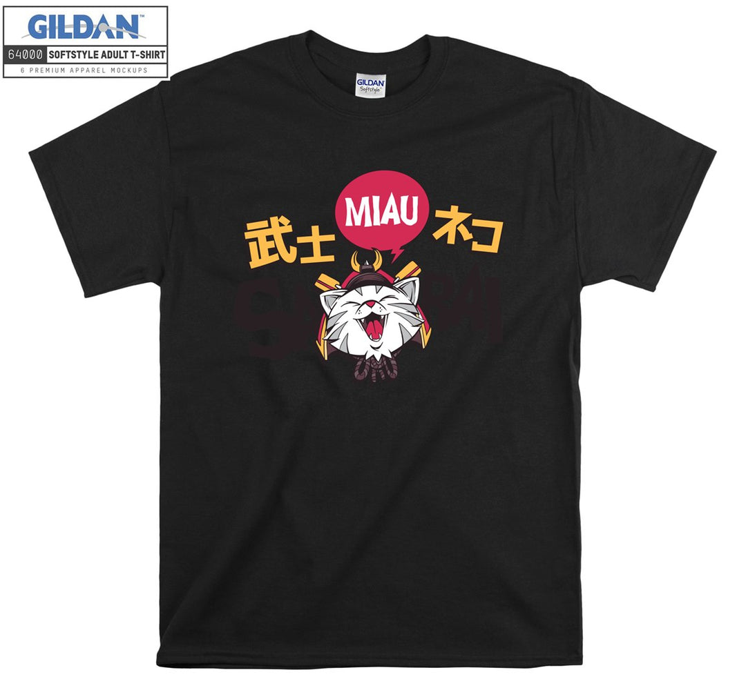 Samurai Cute Anime Cat Character T-shirt