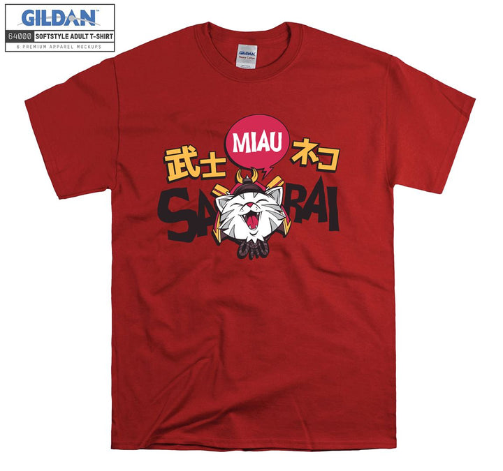 Samurai Cute Anime Cat Character T-shirt