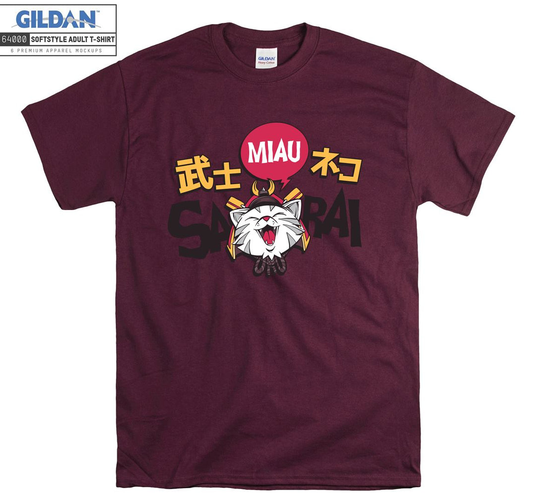 Samurai Cute Anime Cat Character T-shirt