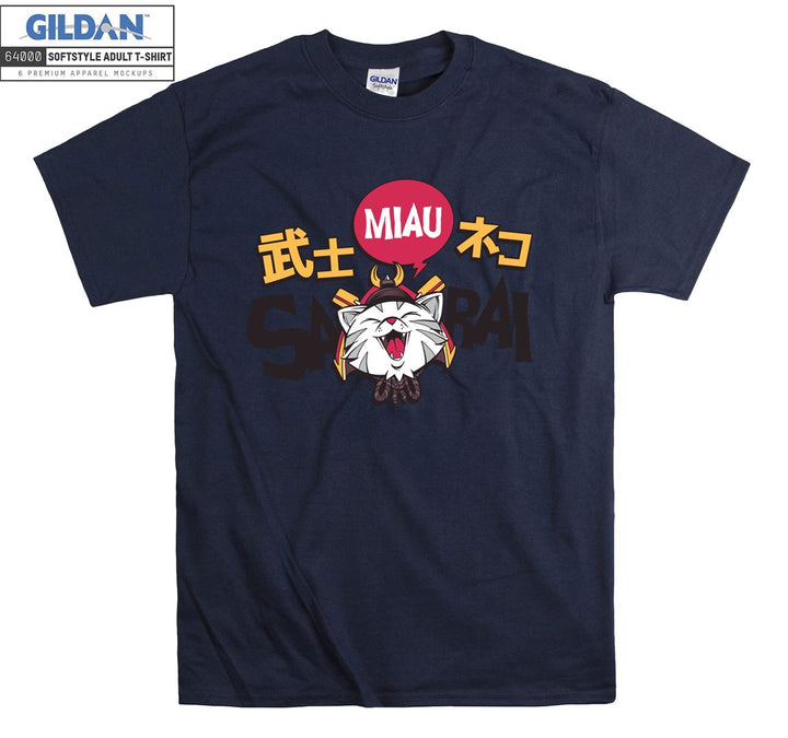 Samurai Cute Anime Cat Character T-shirt