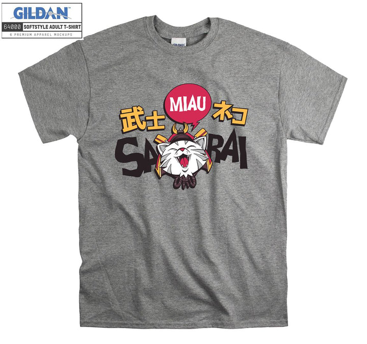 Samurai Cute Anime Cat Character T-shirt