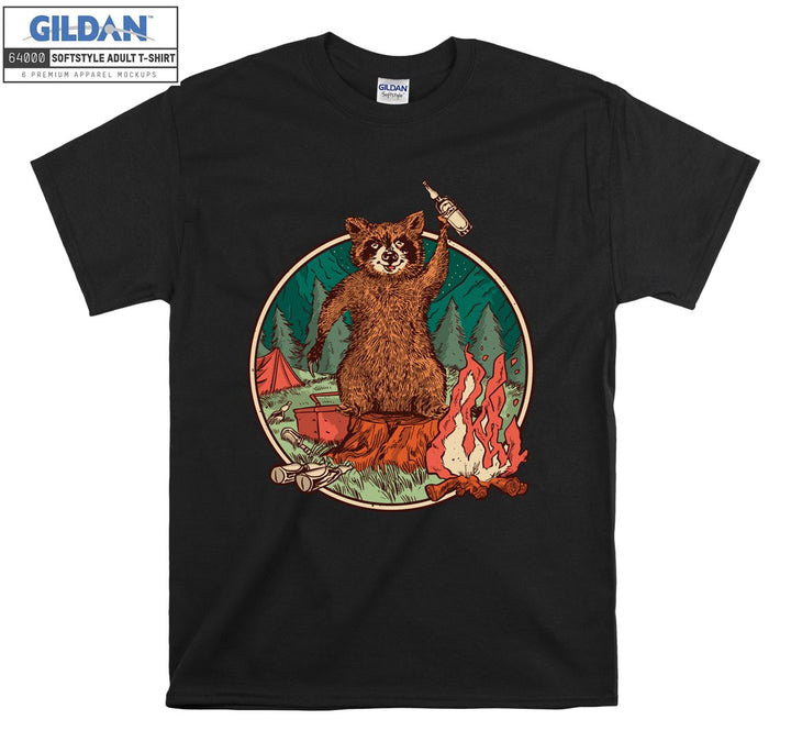 Camping Bear with beer T-shirt