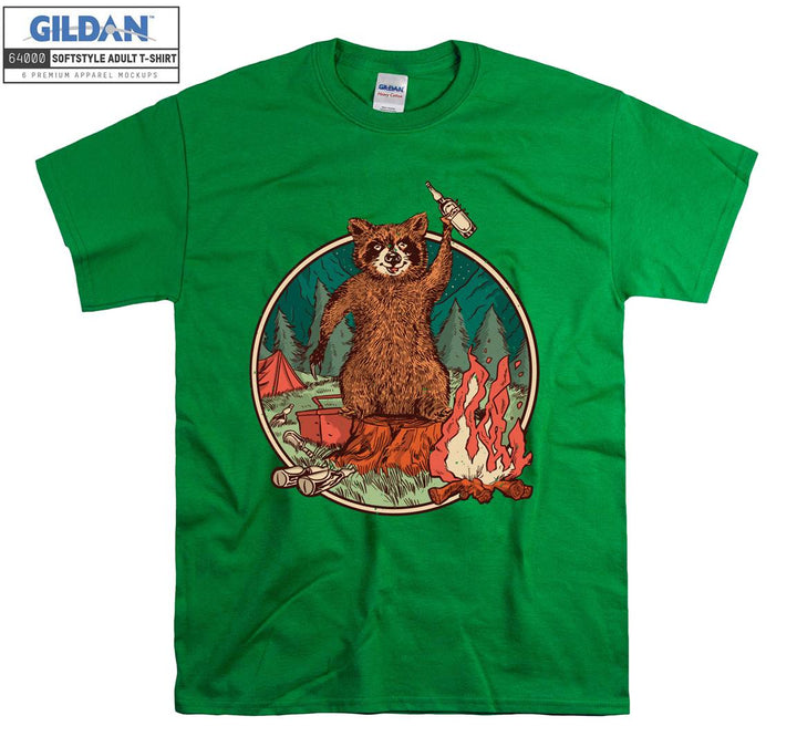 Camping Bear with beer T-shirt