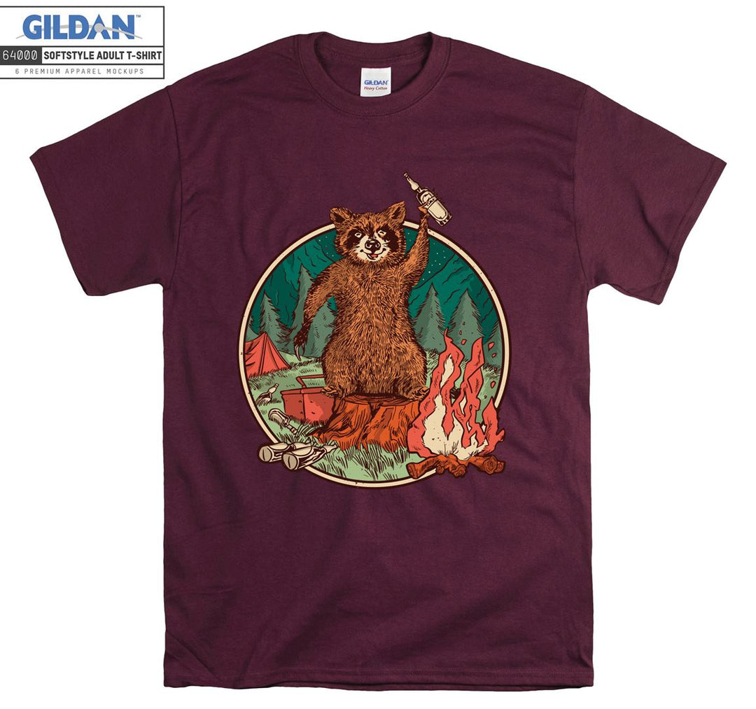 Camping Bear with beer T-shirt