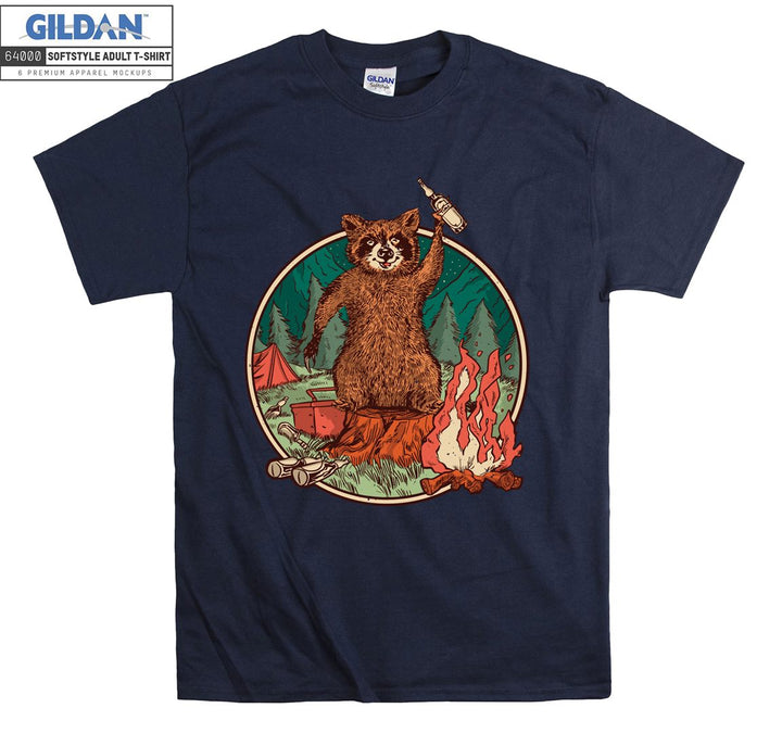 Camping Bear with beer T-shirt