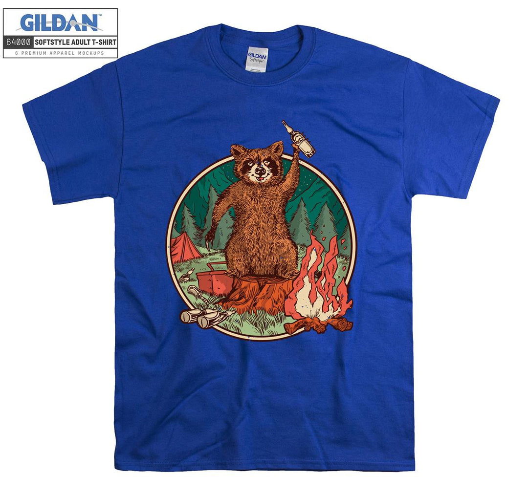 Camping Bear with beer T-shirt