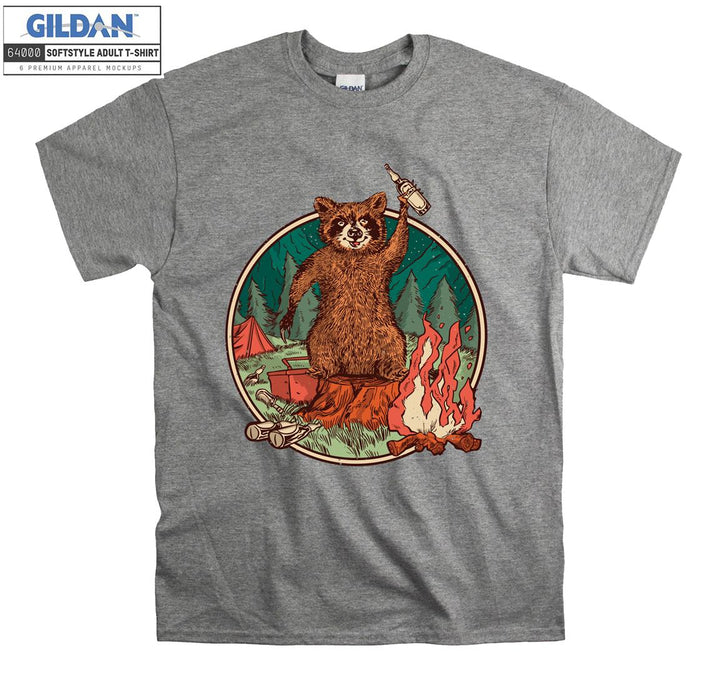 Camping Bear with beer T-shirt