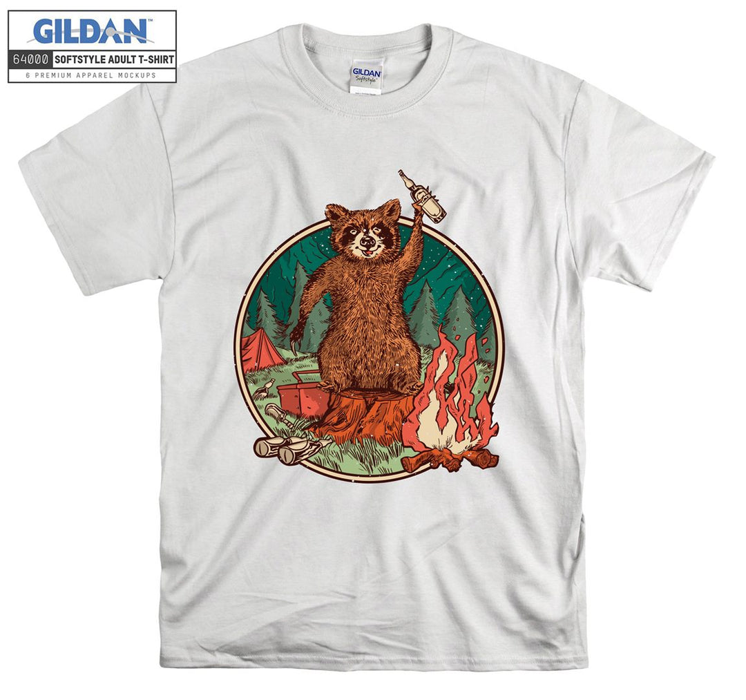 Camping Bear with beer T-shirt