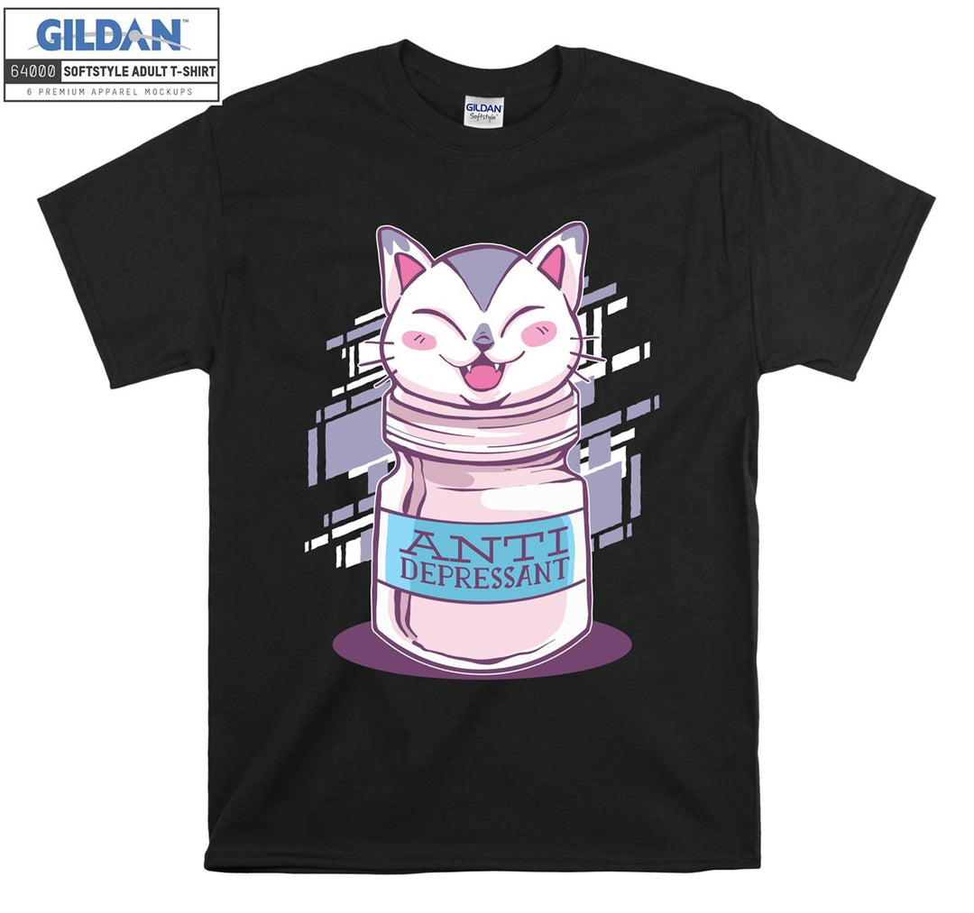 Cute Lovely Cartoon Cat Anti Depressant T-shirt