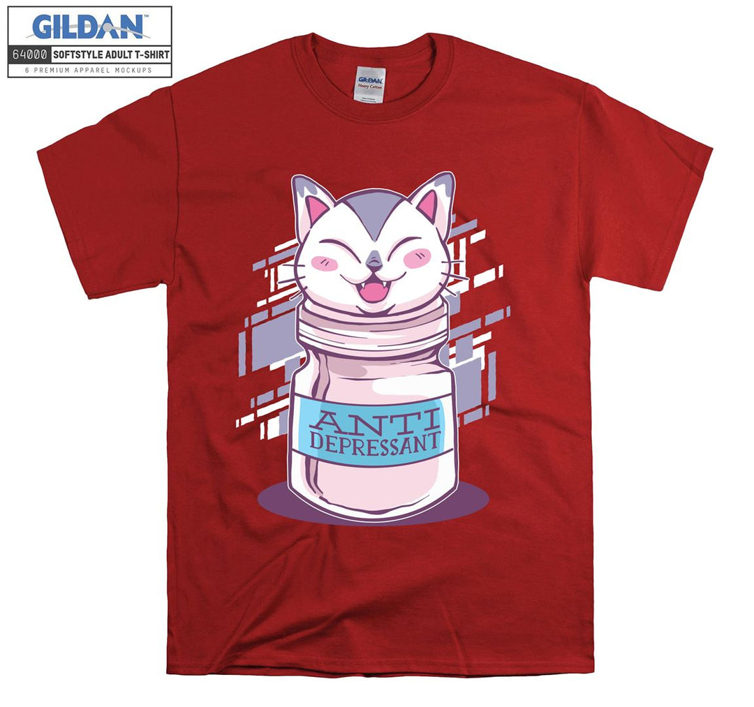 Cute Lovely Cartoon Cat Anti Depressant T-shirt