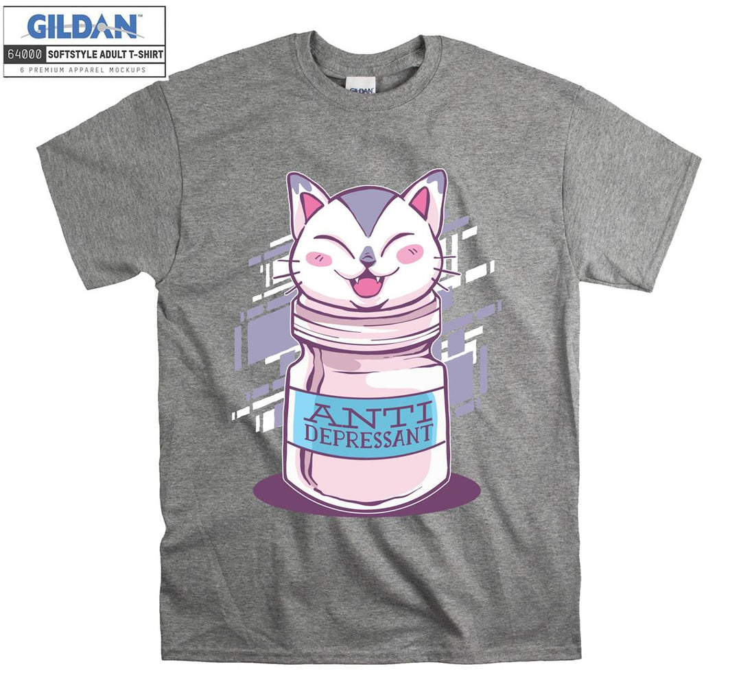 Cute Lovely Cartoon Cat Anti Depressant T-shirt