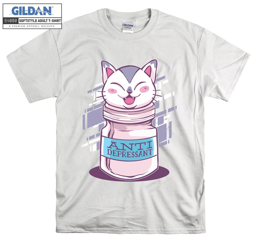 Cute Lovely Cartoon Cat Anti Depressant T-shirt