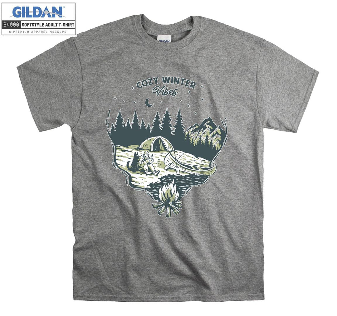 Camping Man Cozy Winter Vibes T-shirt
