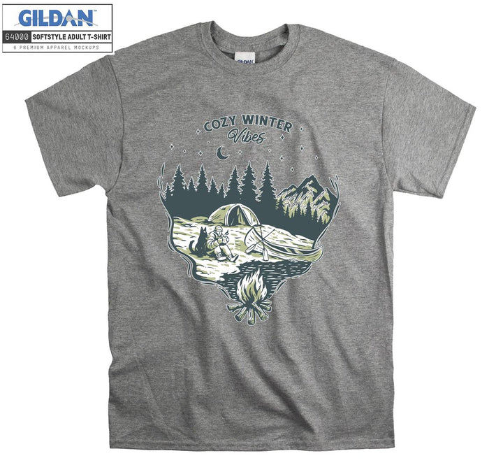 Camping Man Cozy Winter Vibes T-shirt