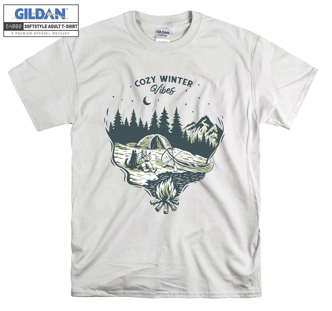 Camping Man Cozy Winter Vibes T-shirt