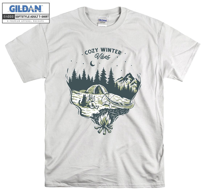 Camping Man Cozy Winter Vibes T-shirt