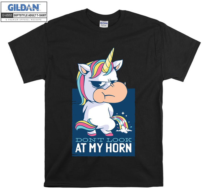 Funny cute unicorn don't look at my horn figure T-shirt