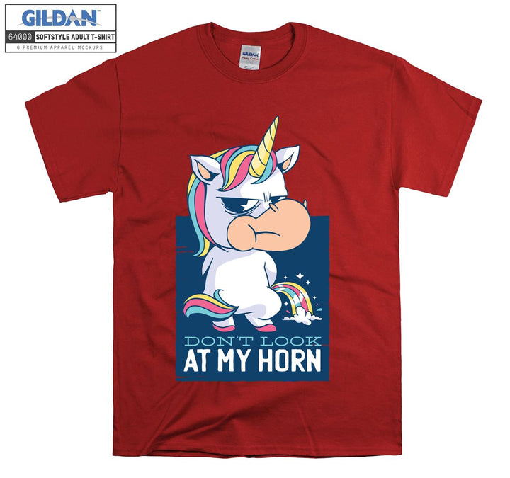 Funny cute unicorn don't look at my horn figure T-shirt