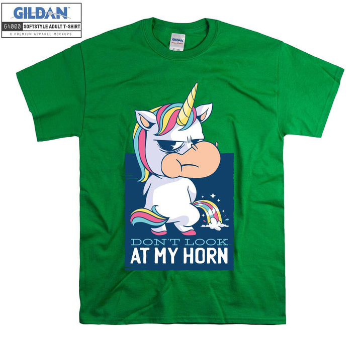 Funny cute unicorn don't look at my horn figure T-shirt