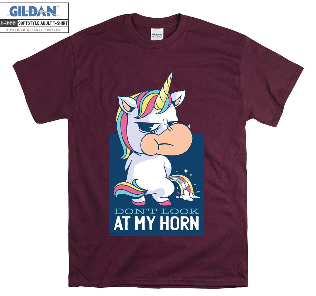 Funny cute unicorn don't look at my horn figure T-shirt