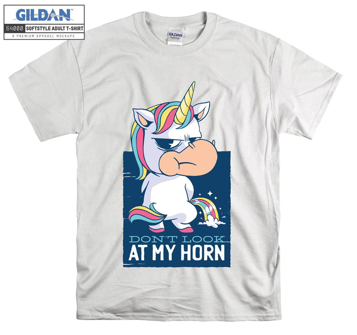 Funny cute unicorn don't look at my horn figure T-shirt