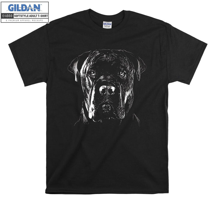 Black legend old dog face figure T-shirt