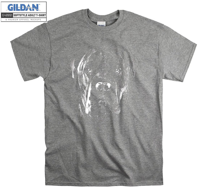 Black legend old dog face figure T-shirt