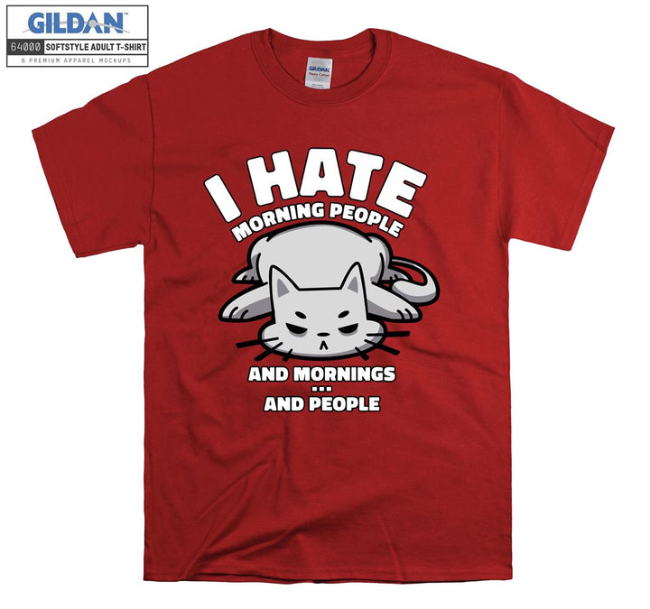 I Hate Morning People Tired Cat Figure T-shirt