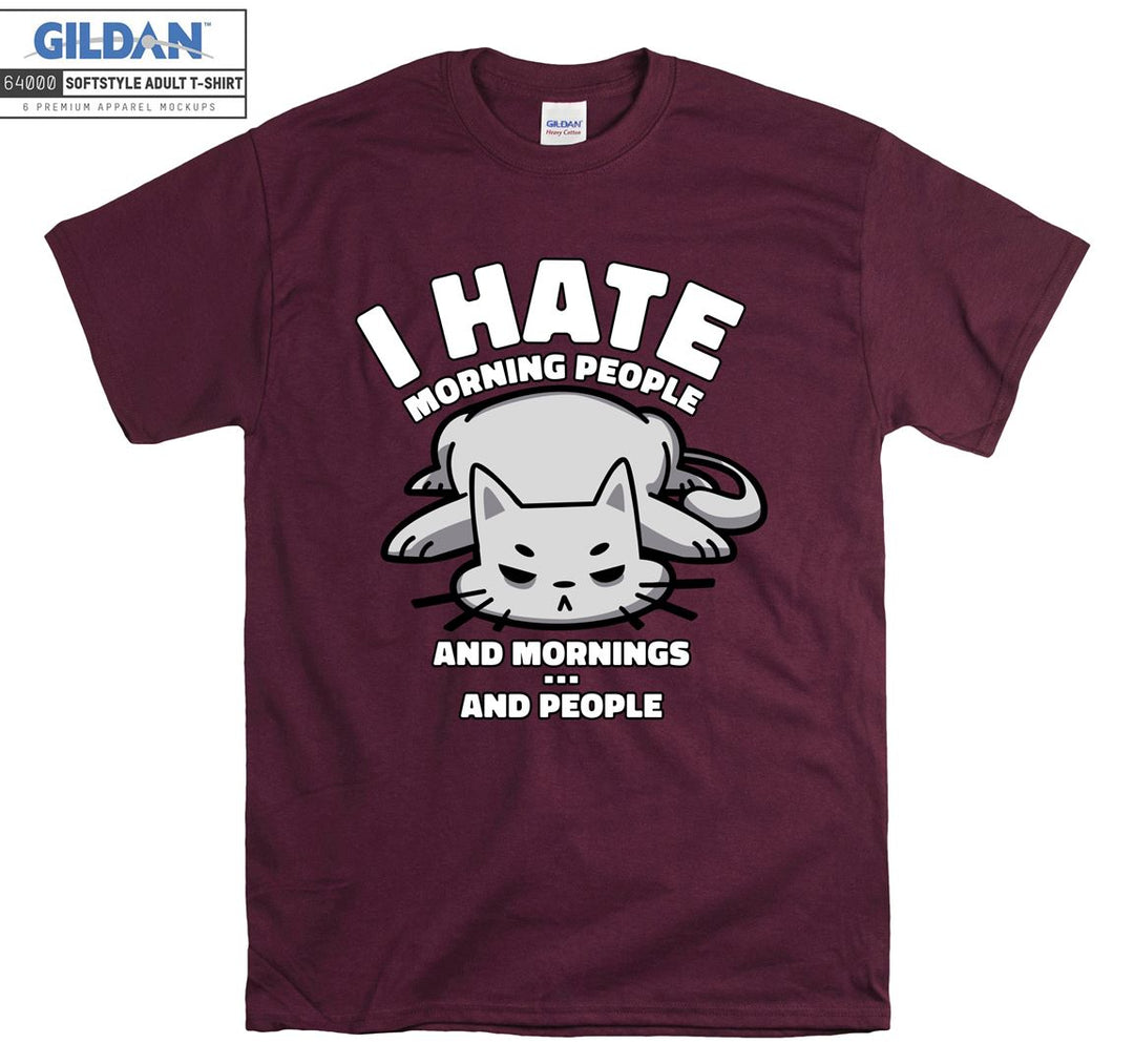 I Hate Morning People Tired Cat Figure T-shirt