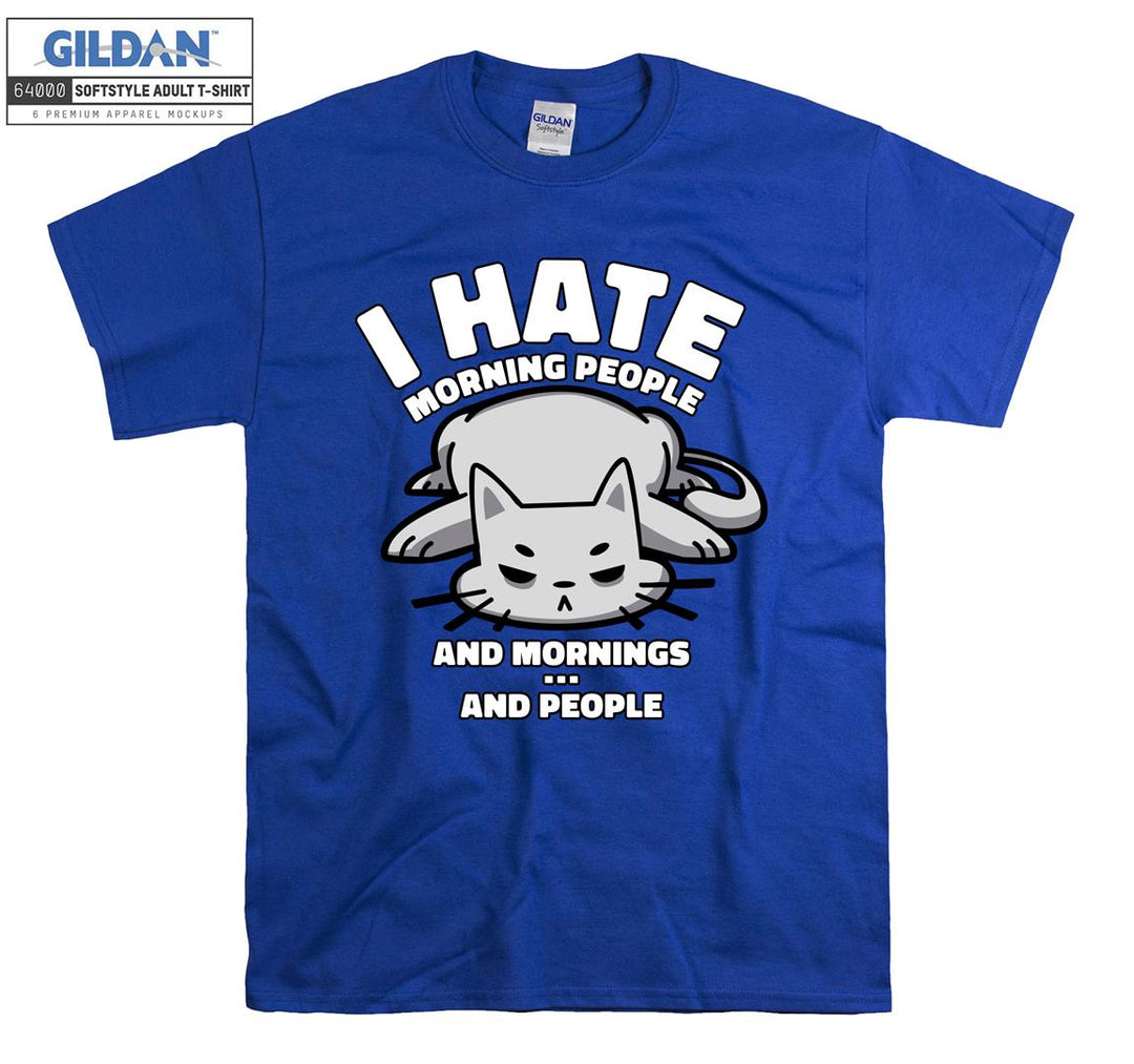 I Hate Morning People Tired Cat Figure T-shirt