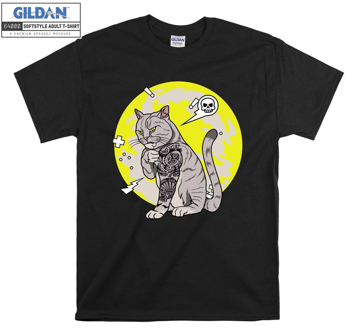 Muscle Tattoo Cat Figure T-shirt