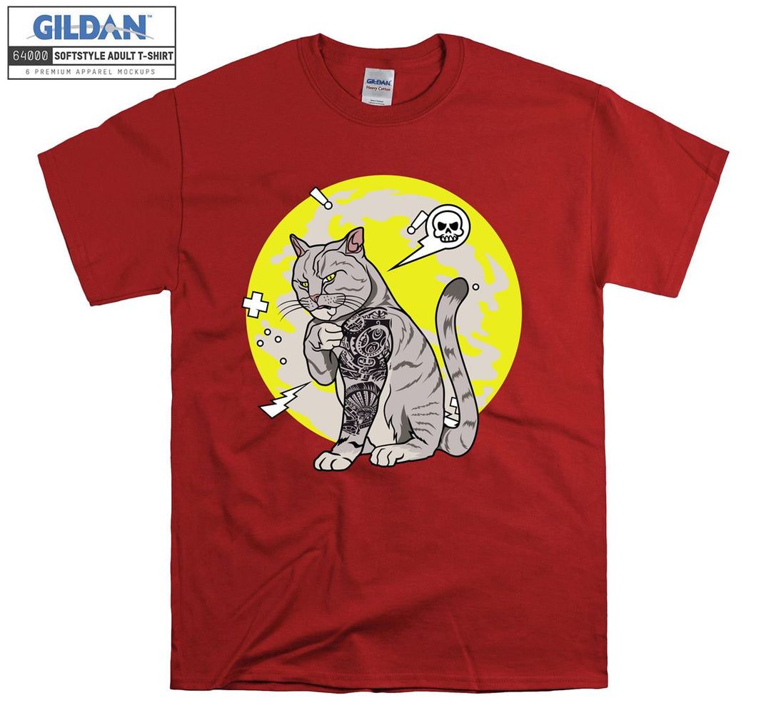 Muscle Tattoo Cat Figure T-shirt