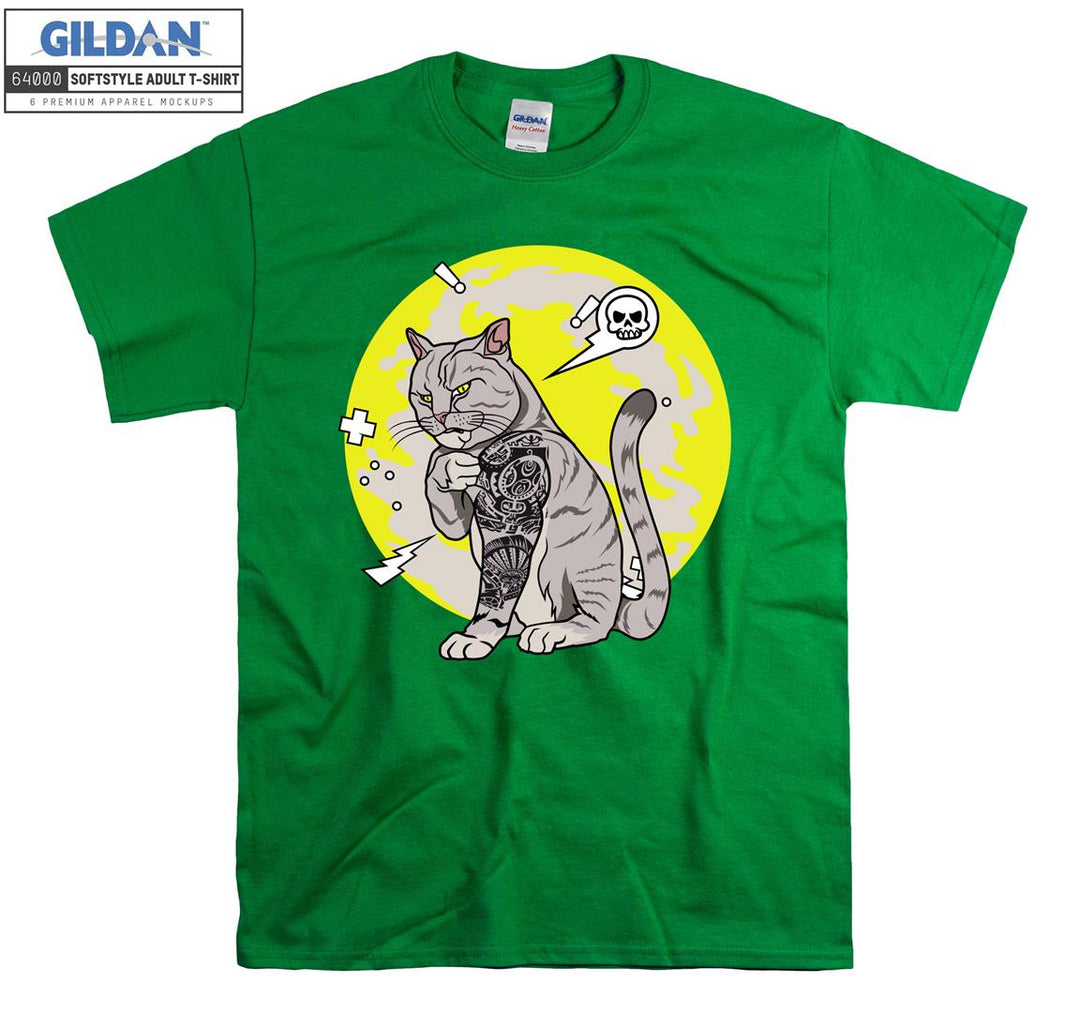 Muscle Tattoo Cat Figure T-shirt