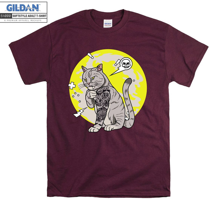 Muscle Tattoo Cat Figure T-shirt