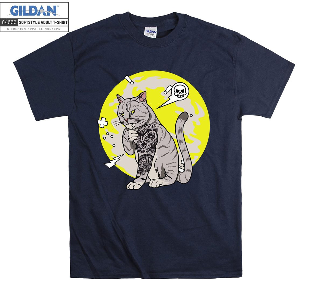 Muscle Tattoo Cat Figure T-shirt