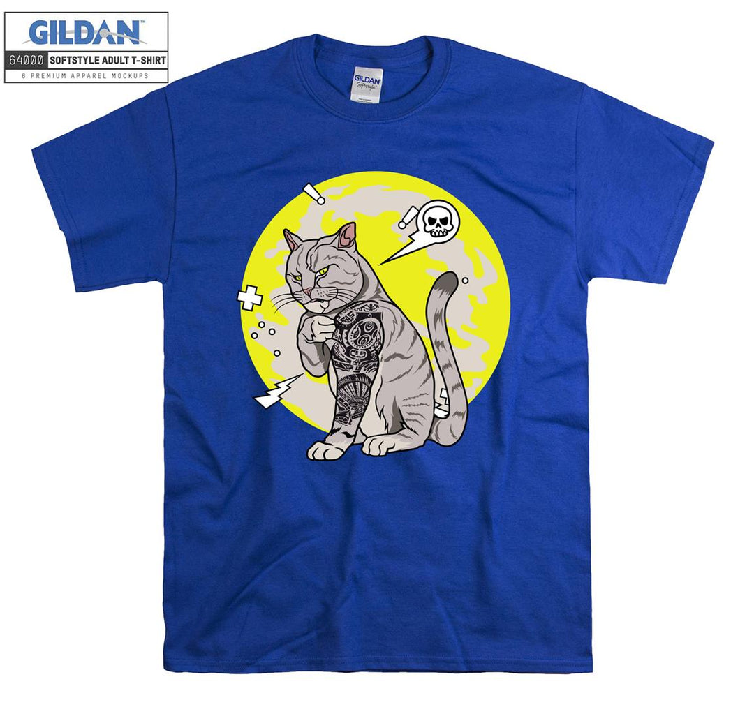 Muscle Tattoo Cat Figure T-shirt