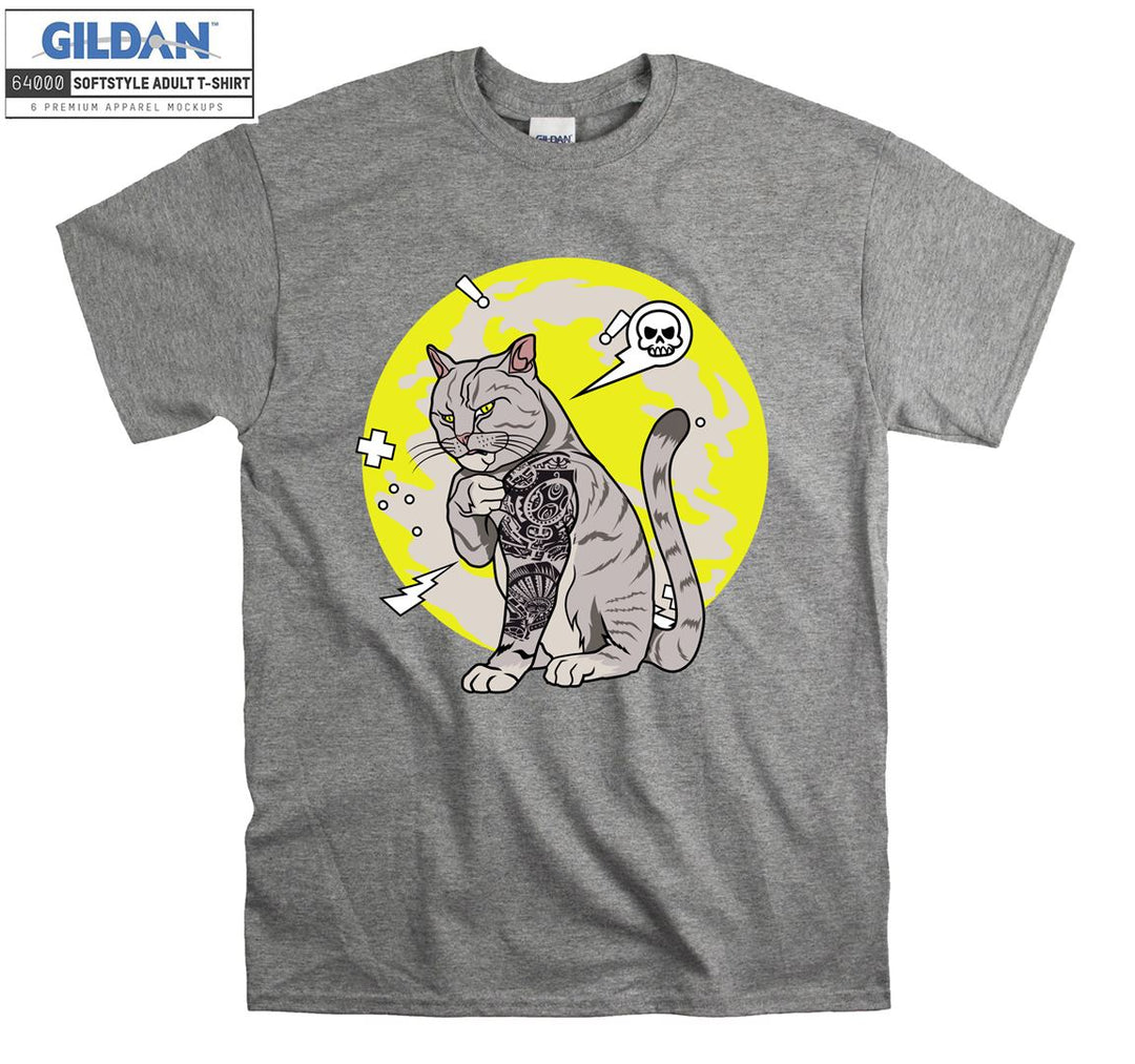 Muscle Tattoo Cat Figure T-shirt