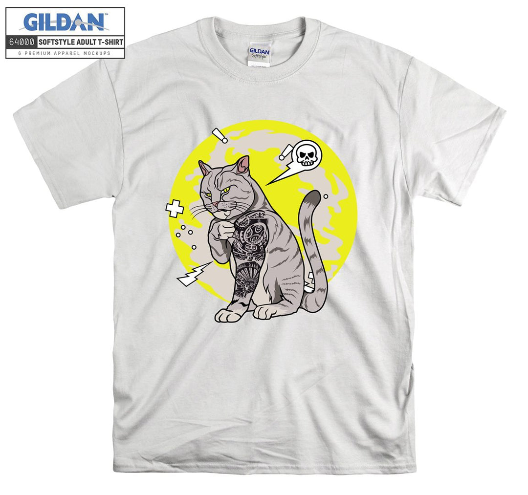 Muscle Tattoo Cat Figure T-shirt