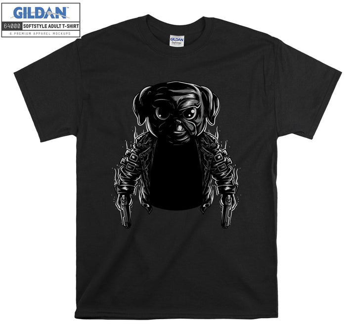 Black cool dangerous dog figure T-shirt