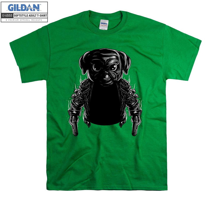 Black cool dangerous dog figure T-shirt