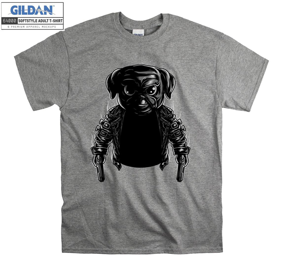 Black cool dangerous dog figure T-shirt