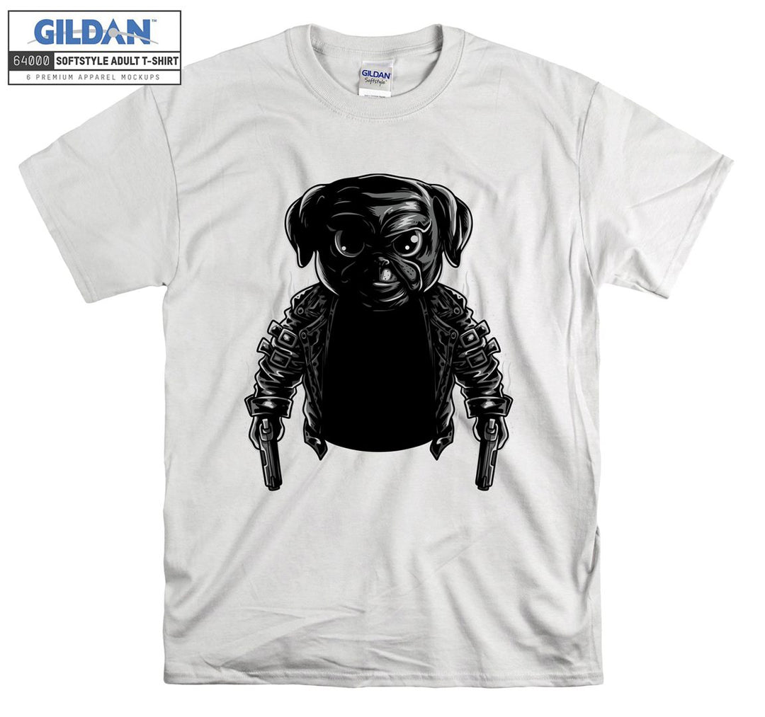 Black cool dangerous dog figure T-shirt