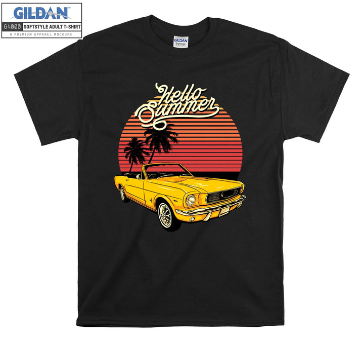 Yellow Classic Car Hello Summer T-shirt