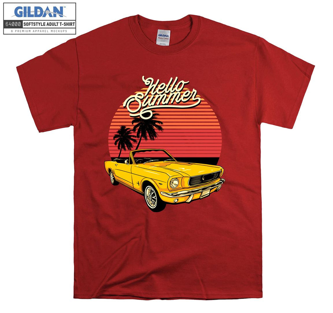 Yellow Classic Car Hello Summer T-shirt