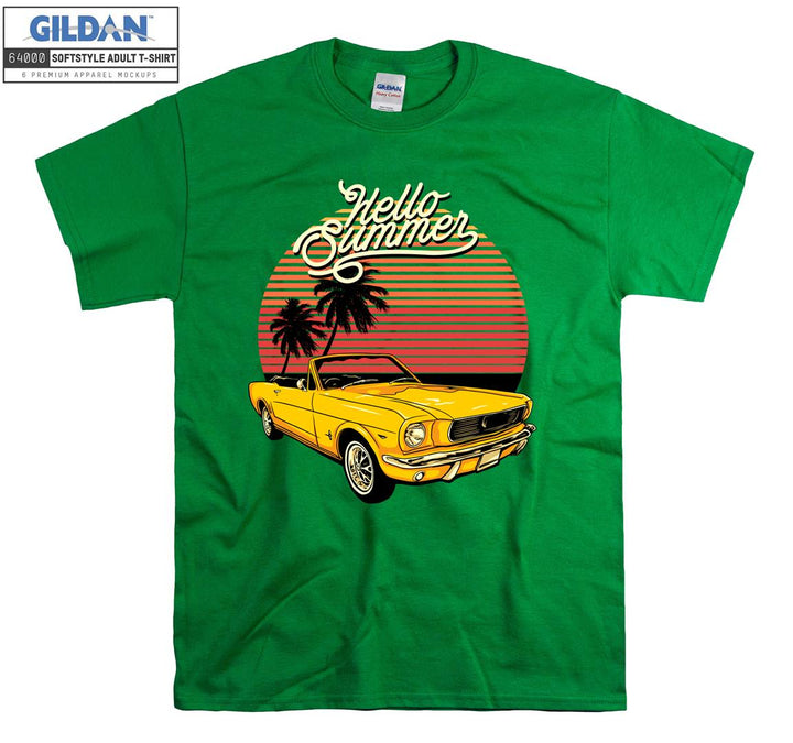 Yellow Classic Car Hello Summer T-shirt