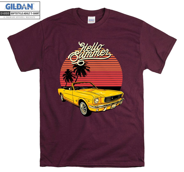 Yellow Classic Car Hello Summer T-shirt