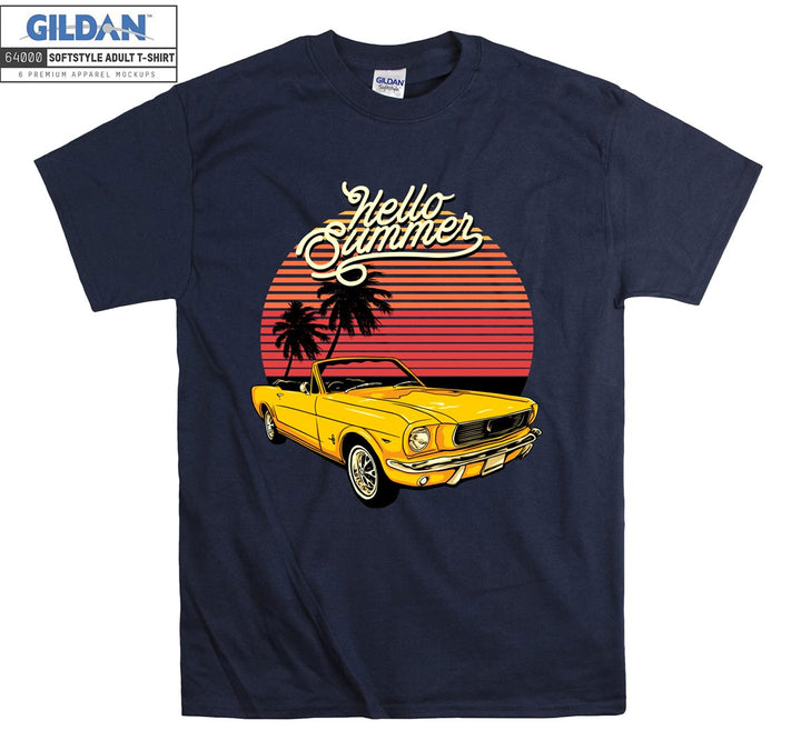 Yellow Classic Car Hello Summer T-shirt