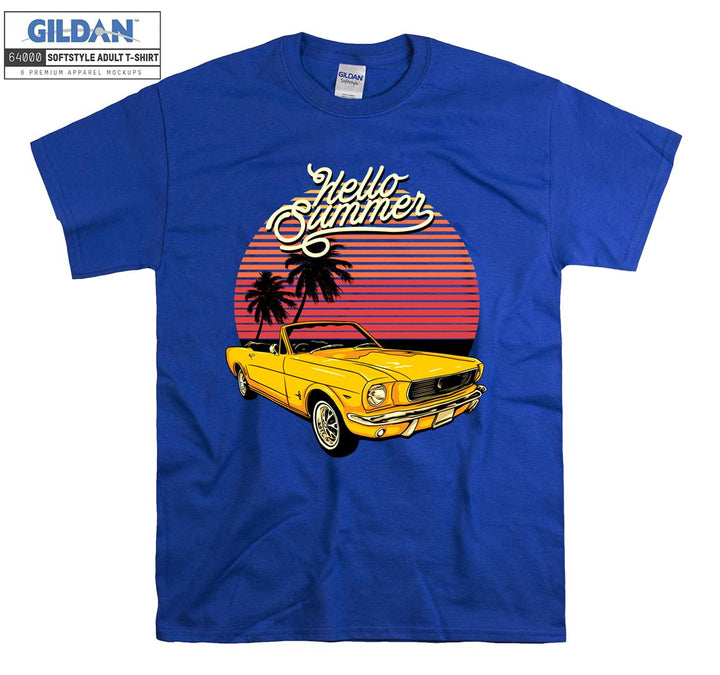 Yellow Classic Car Hello Summer T-shirt