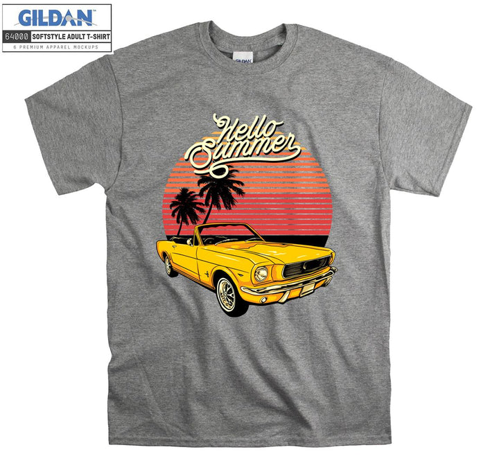 Yellow Classic Car Hello Summer T-shirt